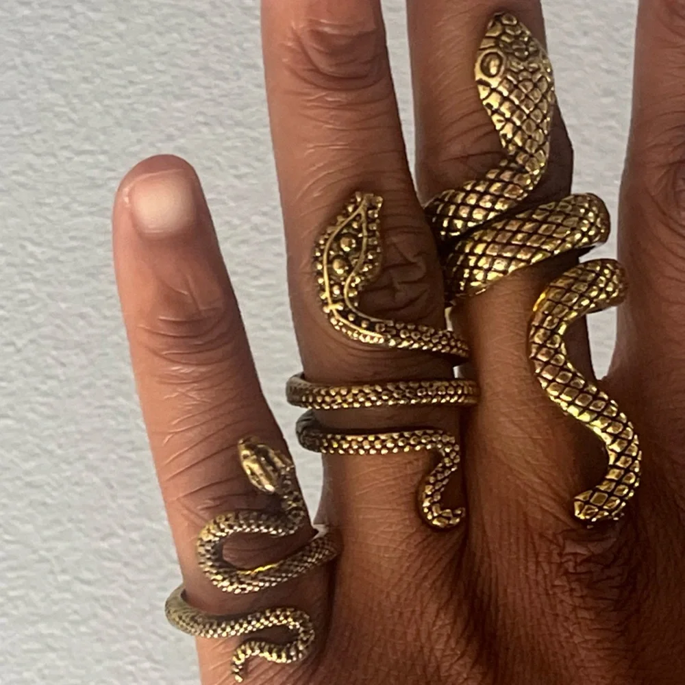 Gold Snake Ring Jewelry 3 Piece Set (Small, Medium, and Large)